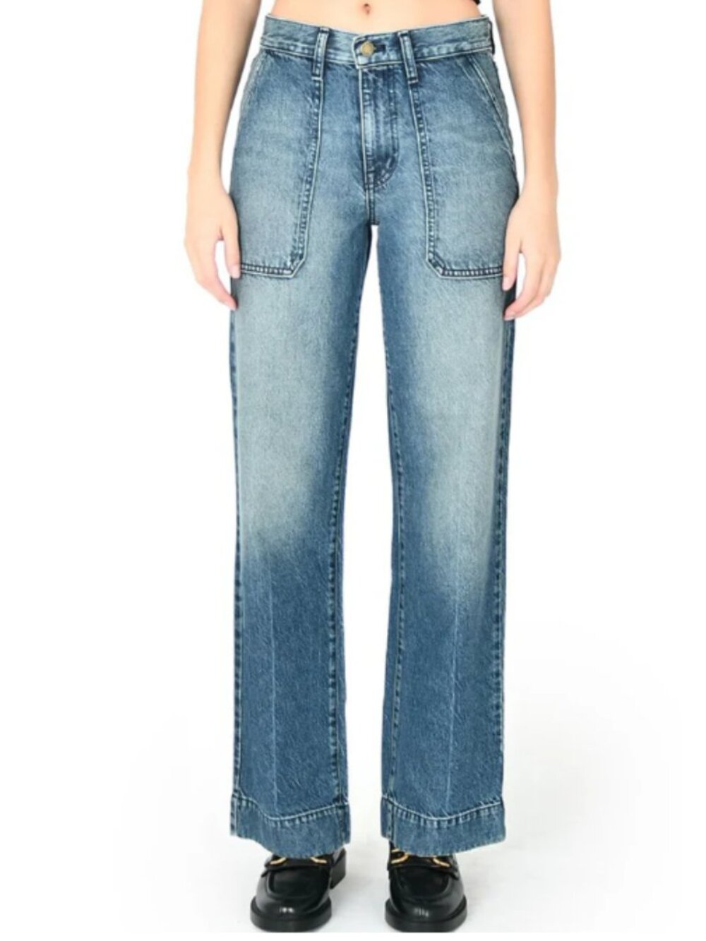 Modern American, Women, Farrah Long Utility Full Bellflower Blue Denim , Size 29